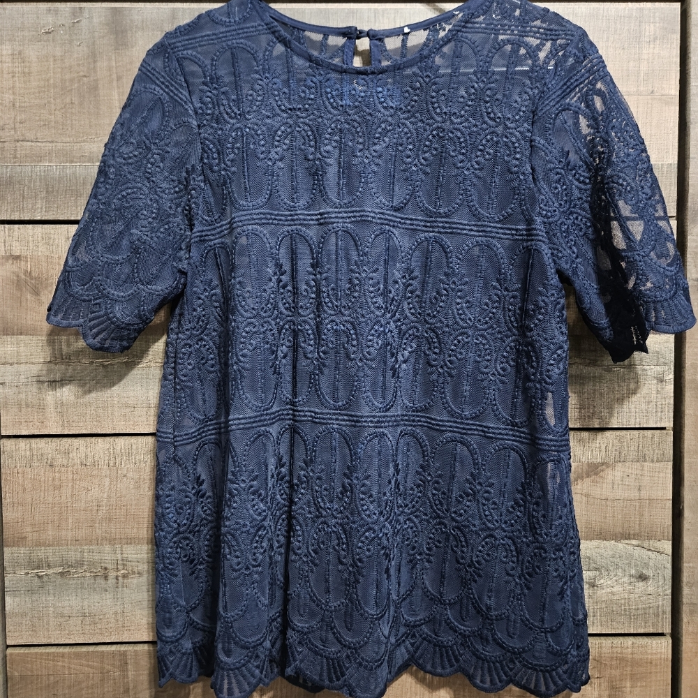 Anthro Scalloped Blouse